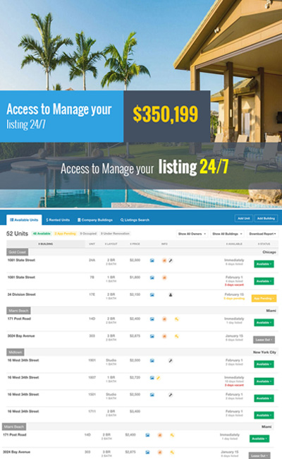 Access to Manage your listing 24/7